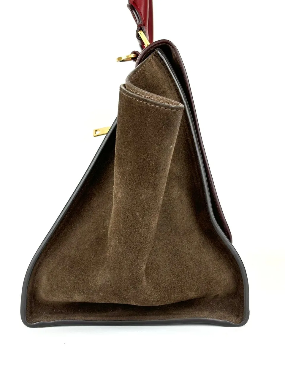 Small Trapeze Bag in Granite Tri-Color Leather and Suede