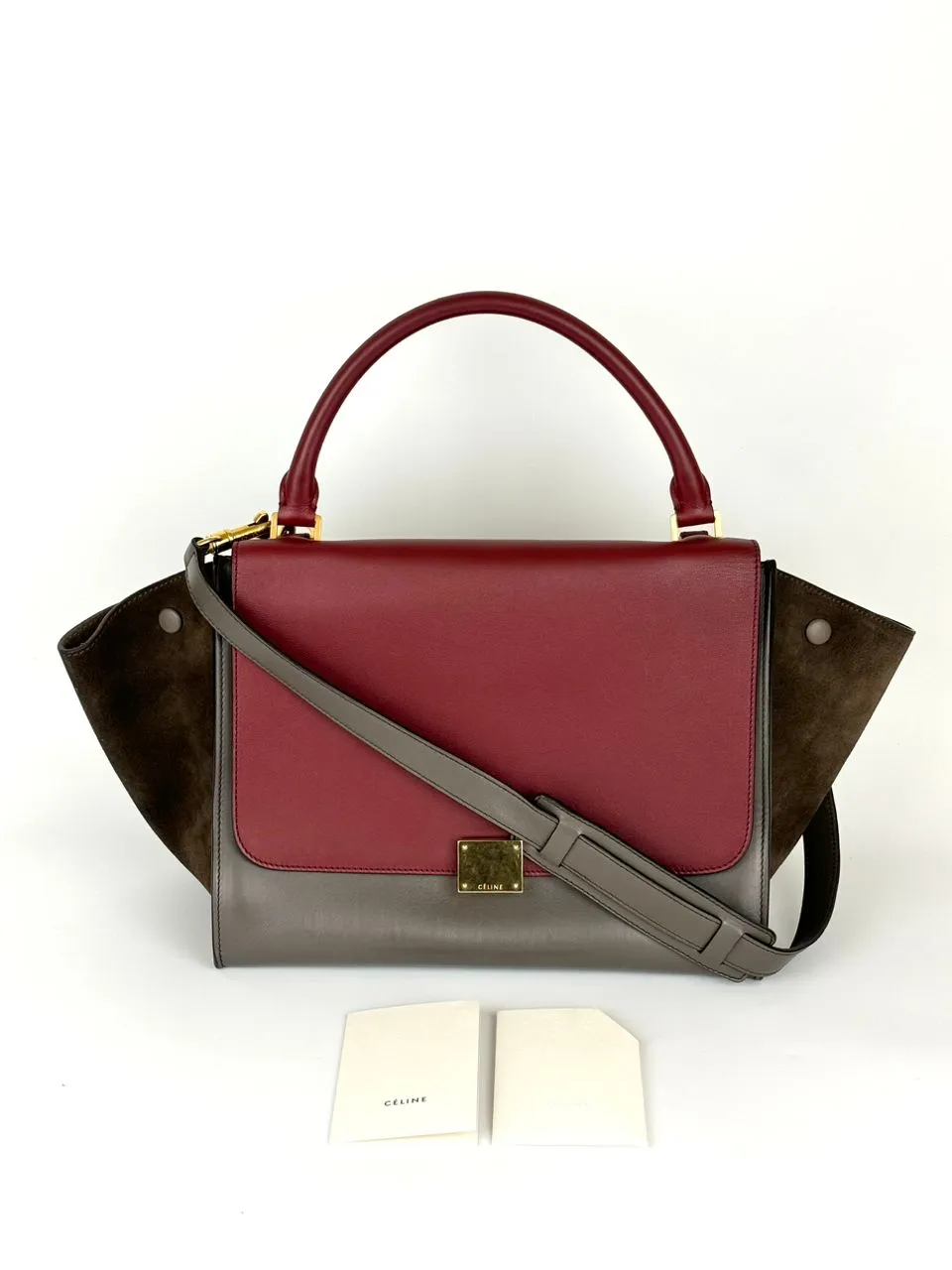 Small Trapeze Bag in Granite Tri-Color Leather and Suede