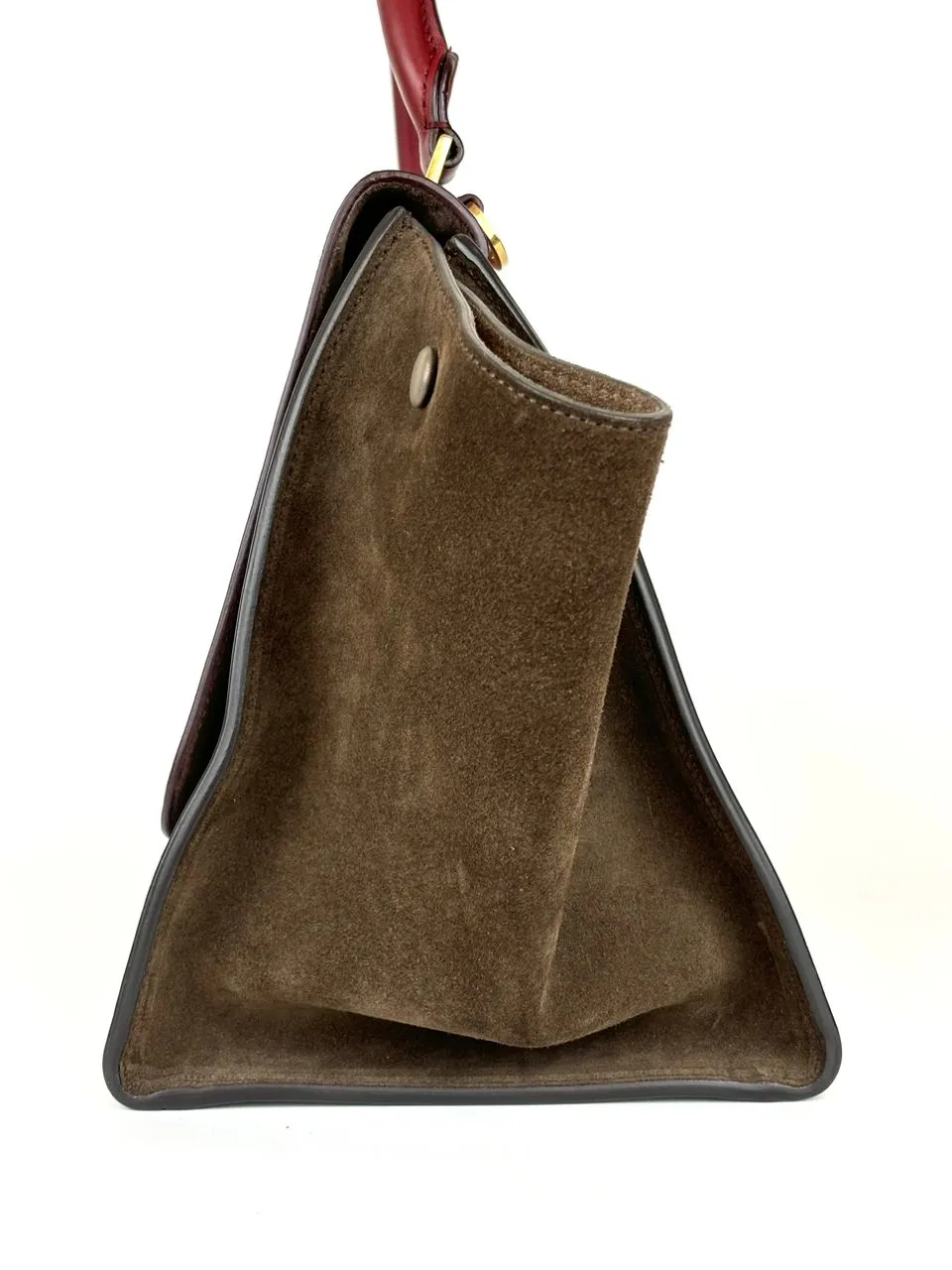 Small Trapeze Bag in Granite Tri-Color Leather and Suede