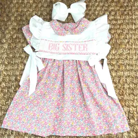 Smocked Big Sister Dress in Floral with Removable Top. Two Dresses in One!