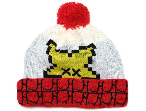 True Vincibility Pom Beanie White/Red