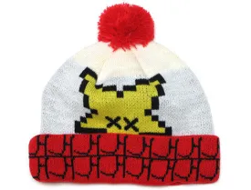 True Vincibility Pom Beanie White/Red