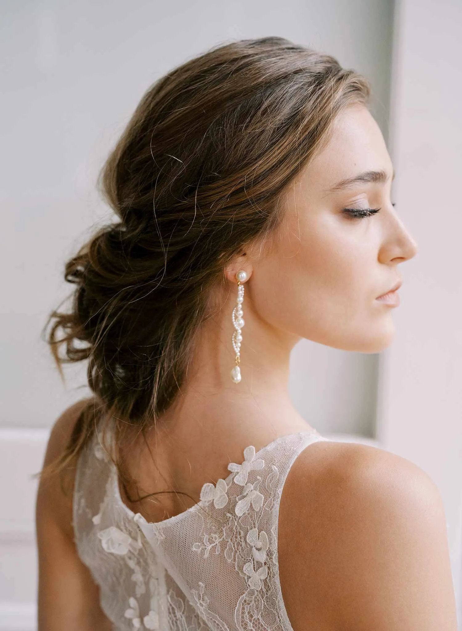 Twisted pearl bridal earrings - Style #2439