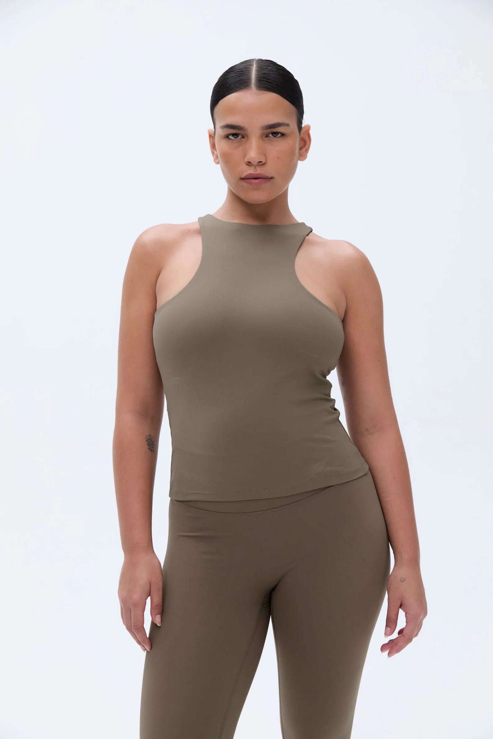 Ultimate Racer Back Longline Top - Cocoa Brown