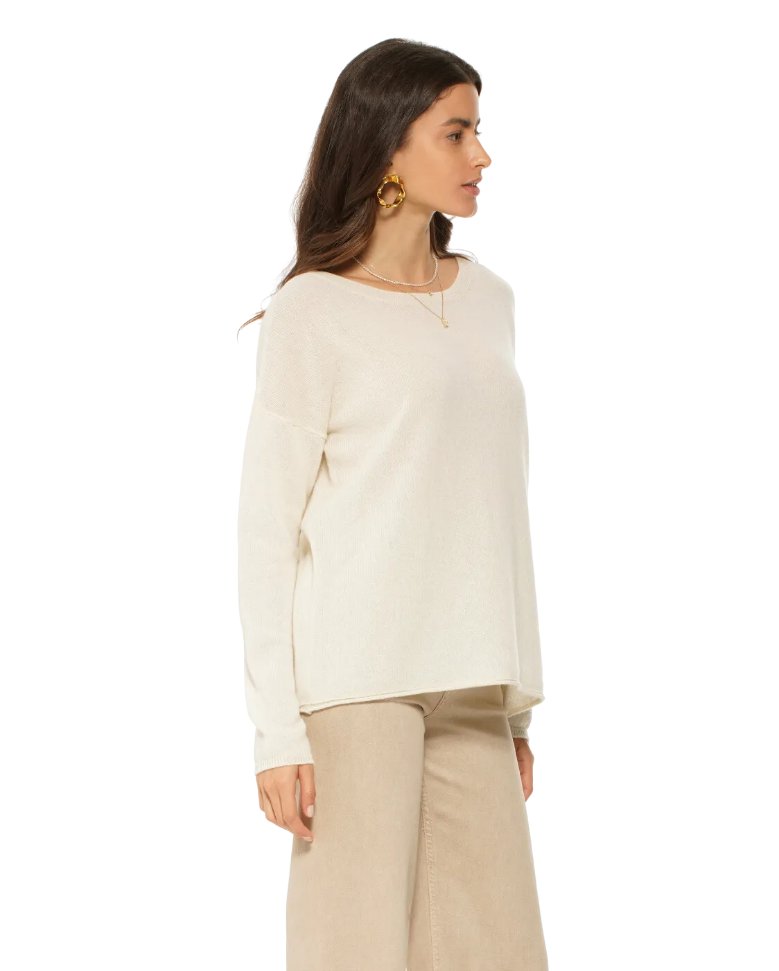 Women's Pure Cashmere Lounge Sweater Milk White