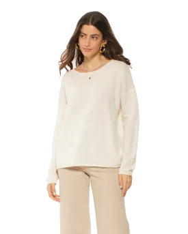 Women's Pure Cashmere Lounge Sweater Milk White